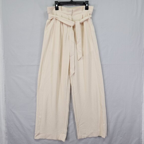 Jonathan Simkhai Emiko Wool Pant Size 0 Wide Leg Paperbag Waist Belted Pleated - Picture 1 of 15